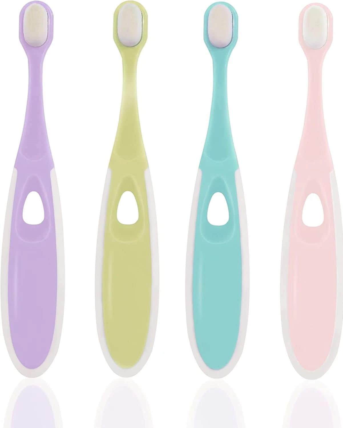 Loowkin Toddler Toothbrush for 1-5 Years Old,Nano Baby Toothbrush with Tongue Cleaner,Kids Toothbrush 12 Months up