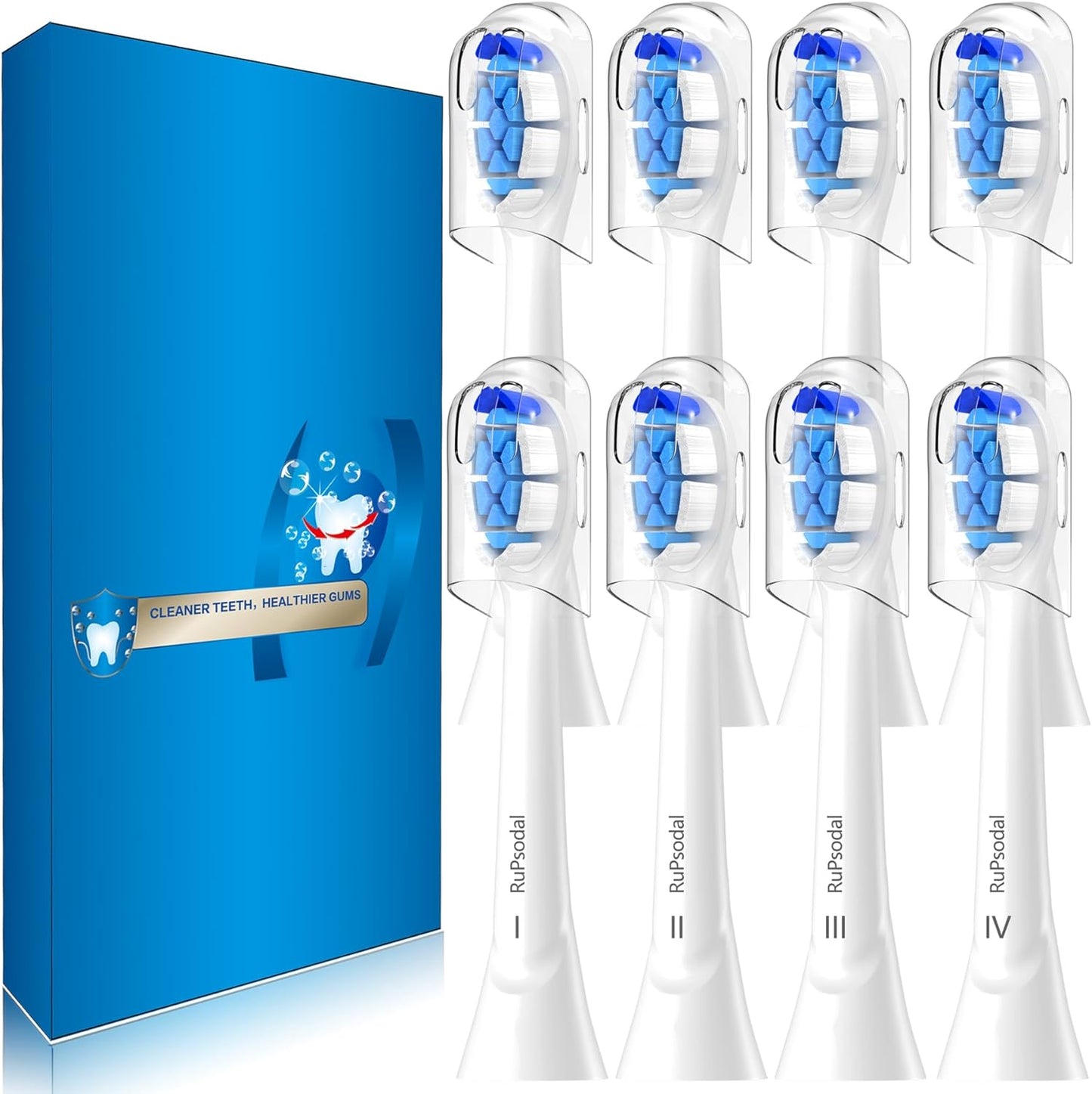 Rupsodal Replacement Heads Compatible with Phillips Sonicare Electric Toothbrush, 8 Pack Electric Replacement Brush Head Fit for Philips C2 4100 2100 5100 9023 Plaque Control Toothbrush, White