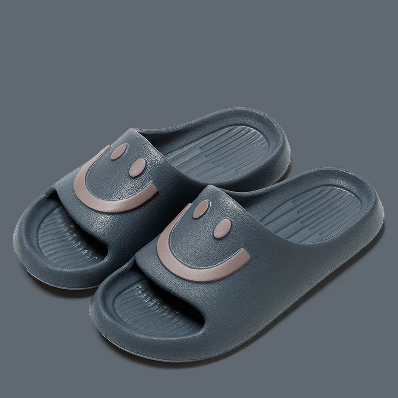New Summer Couple Non-slip Soft Slides | Lithe Cozy Sandals with Smiling Face Design | Men & Women Casual Slippers | Ladies' Home Flip Flops ShopOnlyDeal