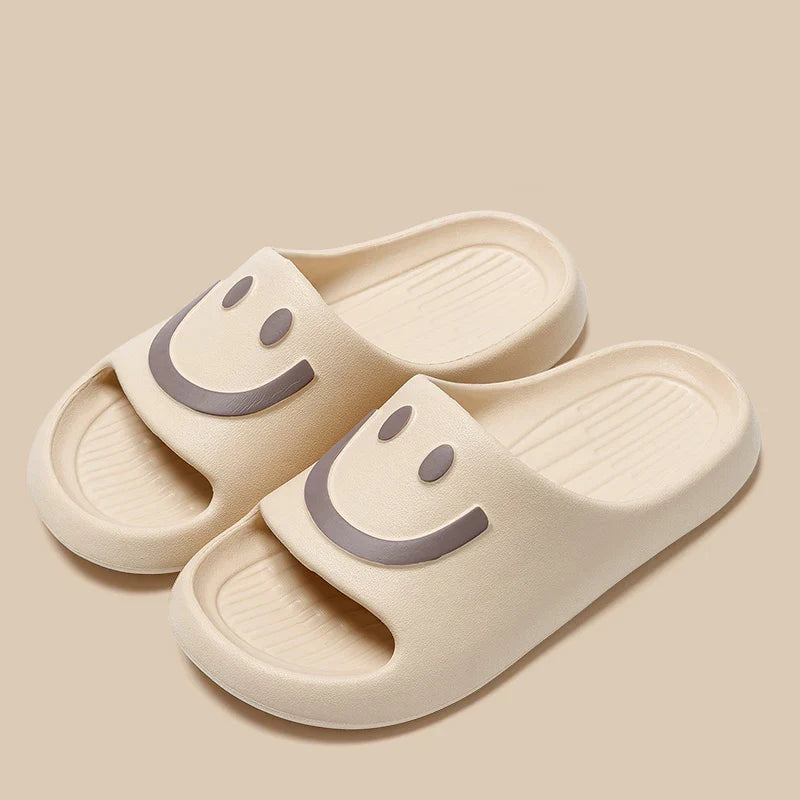 New Summer Couple Non-slip Soft Slides | Lithe Cozy Sandals with Smiling Face Design | Men & Women Casual Slippers | Ladies' Home Flip Flops ShopOnlyDeal