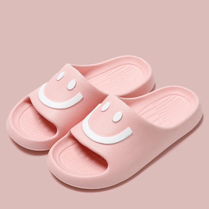 New Summer Couple Non-slip Soft Slides | Lithe Cozy Sandals with Smiling Face Design | Men & Women Casual Slippers | Ladies' Home Flip Flops ShopOnlyDeal