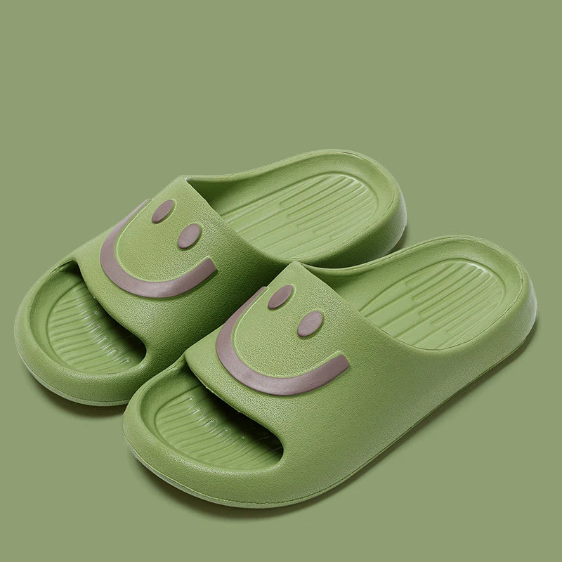 New Summer Couple Non-slip Soft Slides | Lithe Cozy Sandals with Smiling Face Design | Men & Women Casual Slippers | Ladies' Home Flip Flops ShopOnlyDeal
