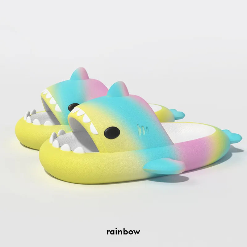 Summer Women's Beach Slides Men's Shark Slippers Color Combination Flip Flops Boy's Girl's Cartoon EVA Sandals Anti-skid Shoes ShopOnlyDeal