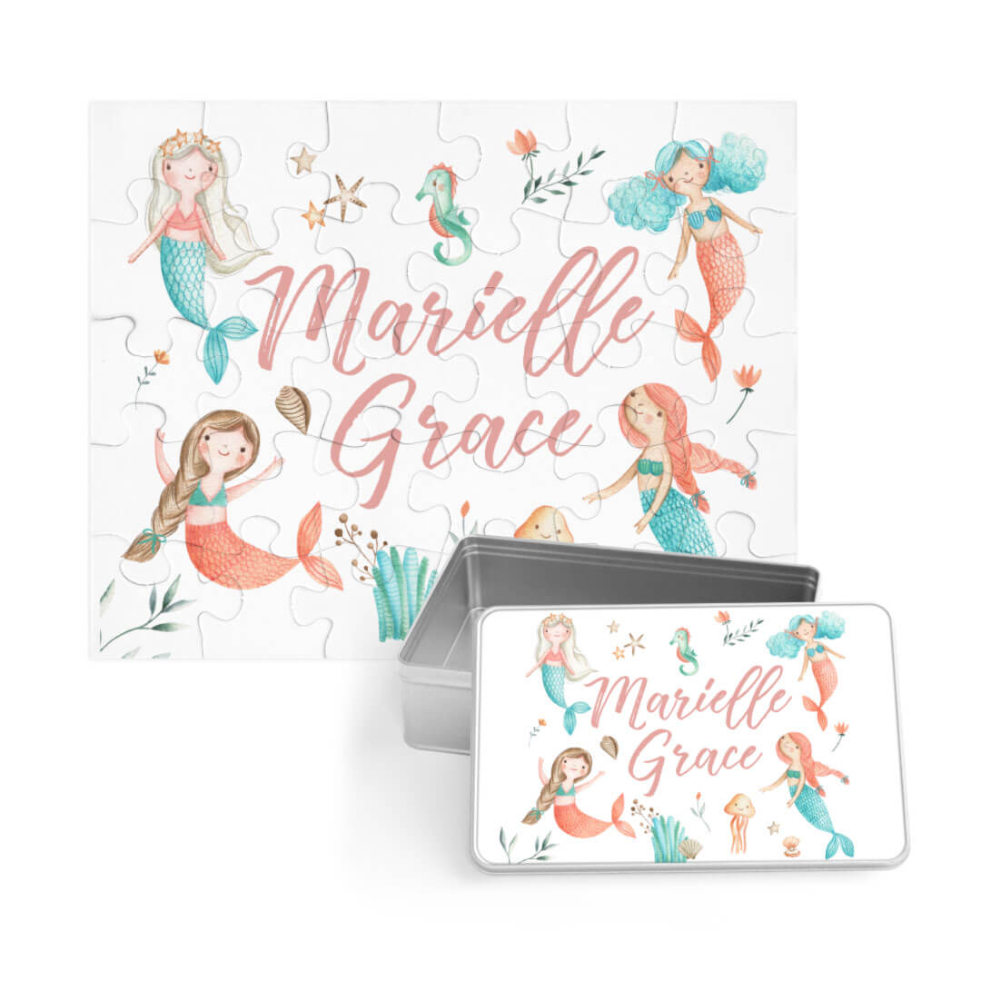 Kids Personalized 30 Piece Puzzle | Mermaid Friends