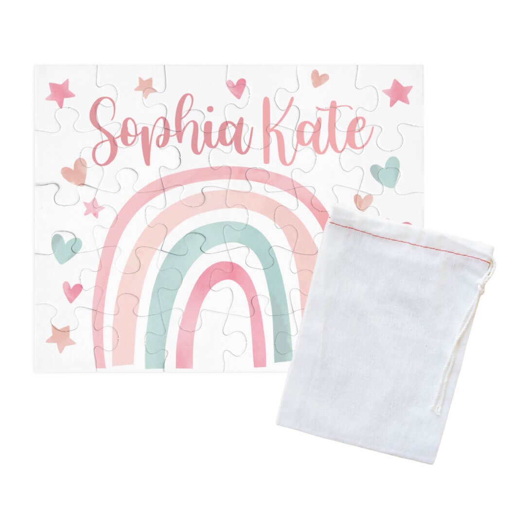 Kids Personalized 30 Piece Puzzle | Pastel Rainbow