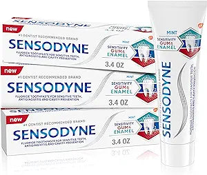 Sensodyne Toothpaste Sensitivity Gum and Enamel, Triple Protection, Refreshing Fluoride Toothpaste, Mint Flavor - 3.4 Ounces x 3
