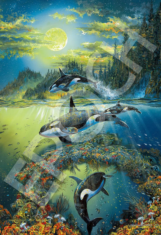 EPOCH 28-337S Jigsaw Puzzle Marine Art Collection Orca Ocean Souls 300 Pieces Glow In The Dark