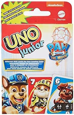 Mattel Games UNO Junior PAW Patrol Card Game with 56 Cards 2-4 Players, Gift for Kids 3 Years Old & Up
