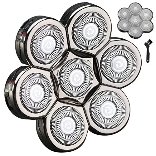 7 Blades Head Shaver Replacement Heads Electric Shaver Universal Replacement Blade Head Electric Razor for Men (7D Silvery)