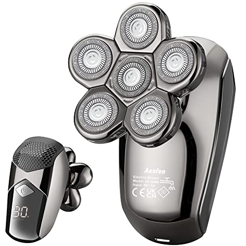 Head Shaver for Bald Men, Electric Razors Wet & Dry Waterproof 6D Rotary Shavers for Head and Face, Men's Electric Head Shavers Cordless, Type-C Charge, Travel Lock, LCD Battery Indicator