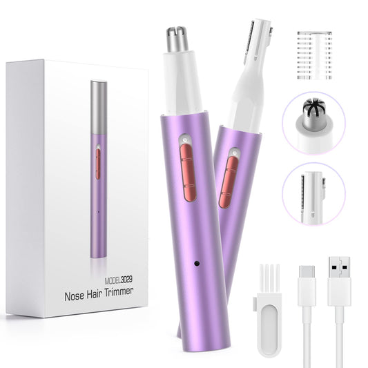 AHHFEI Rechargeable 2 in 1 Ear and Nose Hair Trimmer for Women, 2023 Professional Painless Eyebrow & Facial Hair Trimmer with Powerful Motor and Dual-Edge Blades Easy Cleansing