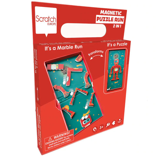 Magnetic Puzzle Run Robot in space