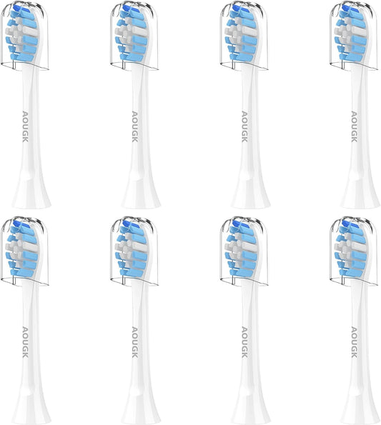 Replacement Toothbrush Brush Heads Compatible with Philips Sonicare Electric Rechargeable Toothbrushes, Tooth Brush Heads for Snap-on System, for Effective Cleansing and whitening, Pack of 8, White