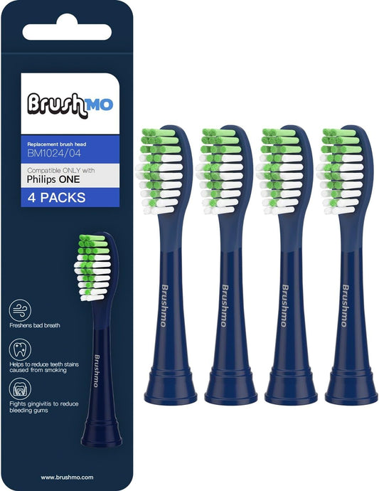 Replacement Toothbrush Compatible with Philips One for Sonicare Toothbrush Heads by Brushmo, for HY1100 Midnight Navy Blue BH1022/04 Brush Head (Midnight Navy Blue) 4 Pack