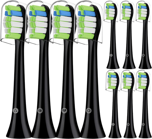 Replacement Toothbrush Heads for Aquasonic Black Series/Vibe Series/Black Series Pro/Duo Series Pro,10 Pcs Black Electric Toothbrush Heads Compatible with Aquasonic