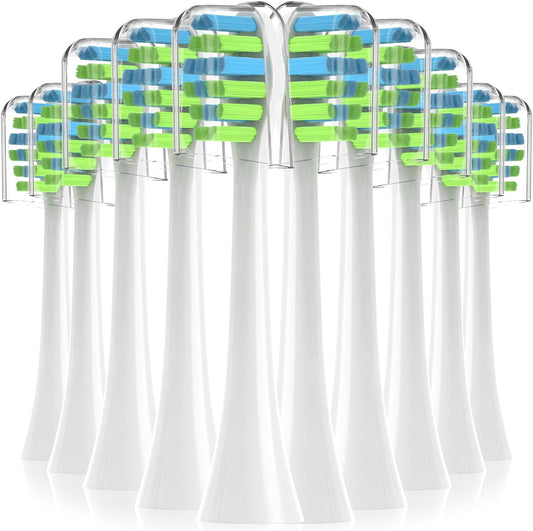 Replacement Toothbrush Heads with Covers for 7am2m AM101/AM105 Electric Toothbrush,10 Pack,White