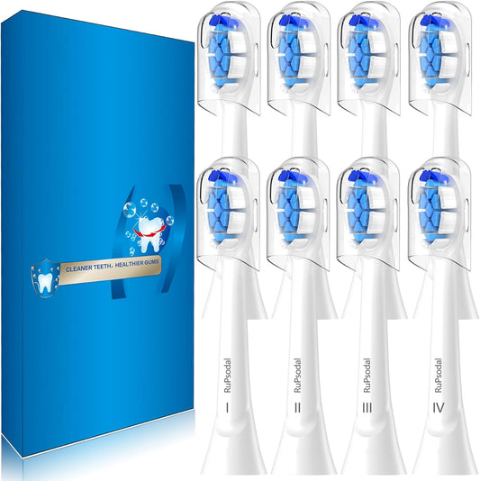 Rupsodal Replacement Heads Compatible with Phillips Sonicare Electric Toothbrush, 8 Pack Electric Replacement Brush Head Fit for Philips C2 4100 2100 5100 9023 Plaque Control Toothbrush, White