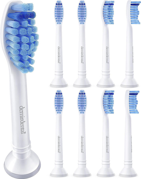 demirdental Replacement Heads - Compatible with Philips Sonicare Replacement Heads - Medium Replacement Toothbrush Head - Replaces HX6015/03 SimplyClean Toothbrush Heads - 8 Pack