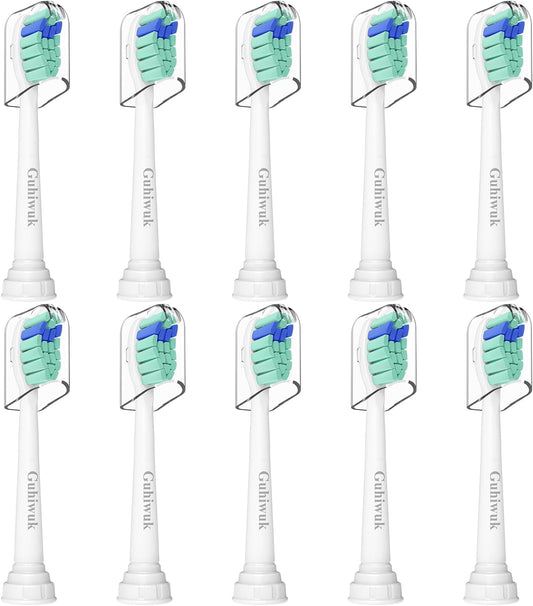 Guhiwuk Replacement Toothbrush Heads for Philips Sonicare Electric Toothbrush, Brush Heads Compatible with Phillips Sonicare Click-on Toothbrush Heads,10 Pack