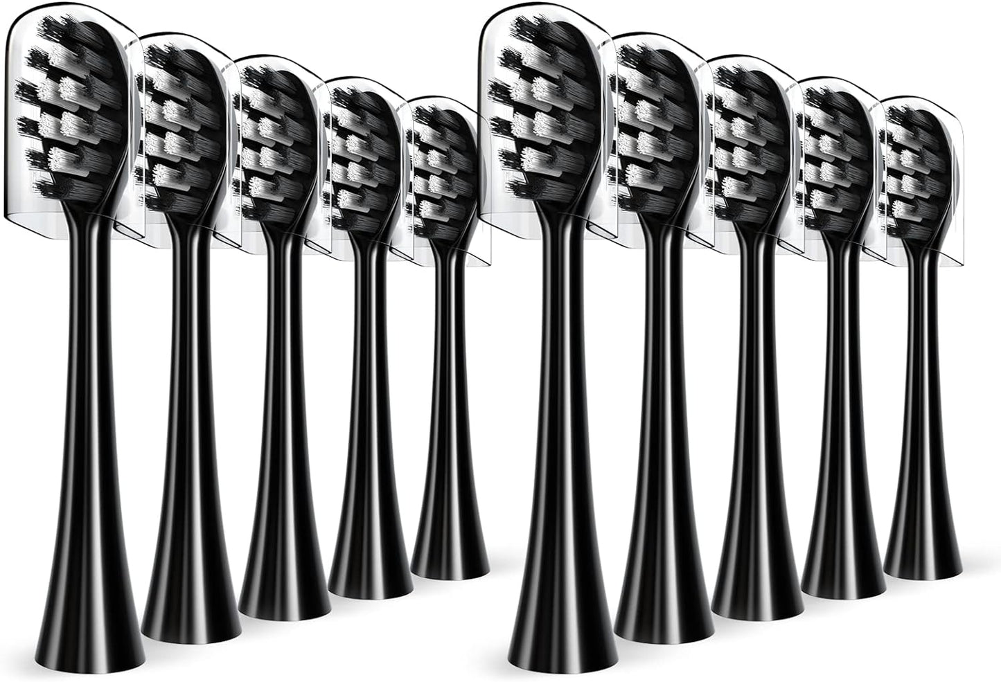 Replacement Toothbrush Heads Compatible with Gleem Electric Toothbrush, W Shape Design Planted with Nylon Bristle Black 10 Pack (Black)