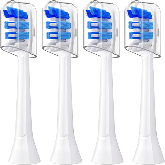 Seeyou Sensitive Gum Care Electric Toothbrush Replacement Brush Heads Refill, 4 Pack Soft Brush Heads for Seeyou Electric Toothbrush Sonic Toothbrush, White