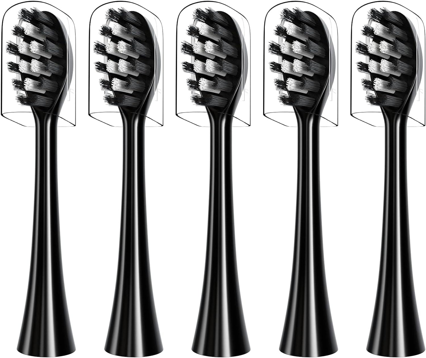 Replacement Toothbrush Heads Compatible with Gleem Electric Toothbrush, W Shape Design Planted with Nylon Bristle (Black)