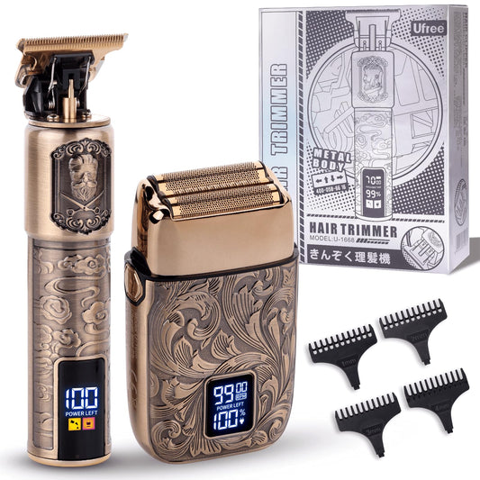 Ufree Electric Razor Foil Shavers for Men, Professional Beard Trimmer for Men Grooming Kit, Barber Clippers Hair Trimmer for Men, Birthday Gifts for Him, Shaving Kit with 4 Guards
