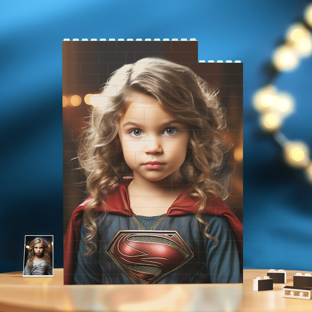Personalized Brick Rectangle Building Photo Block Custom Face Superwoman Frame