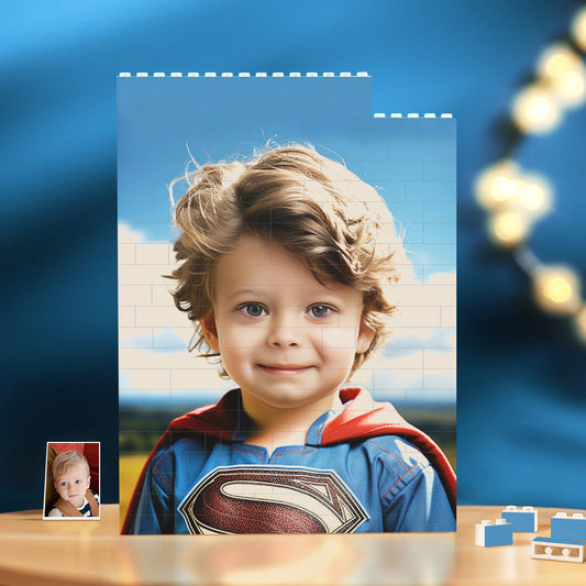 Personalized Brick Rectangle Building Photo Block Custom Face Superman Plaque