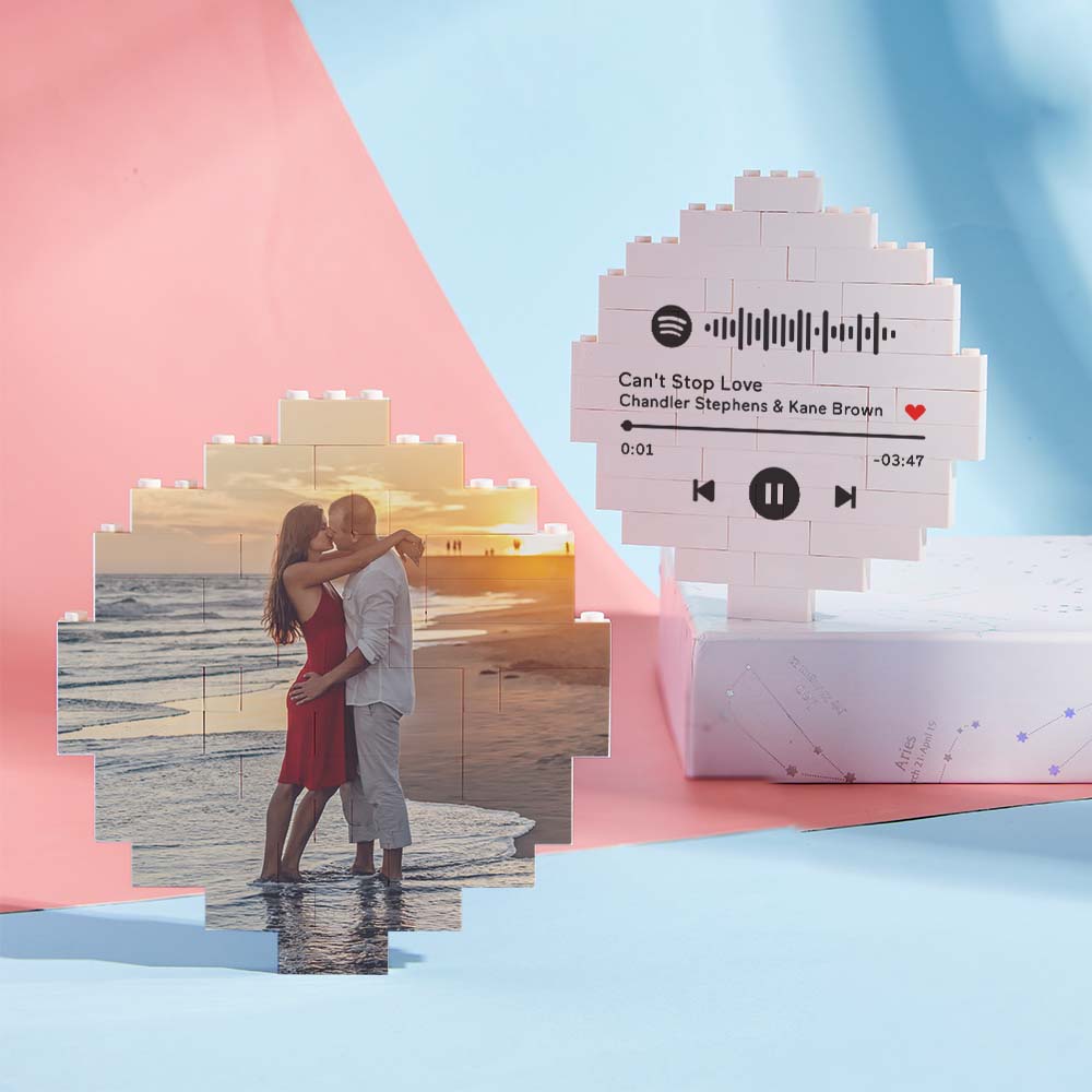Custom Spotify Code Personalized Brick Round Building Photo Block Frame