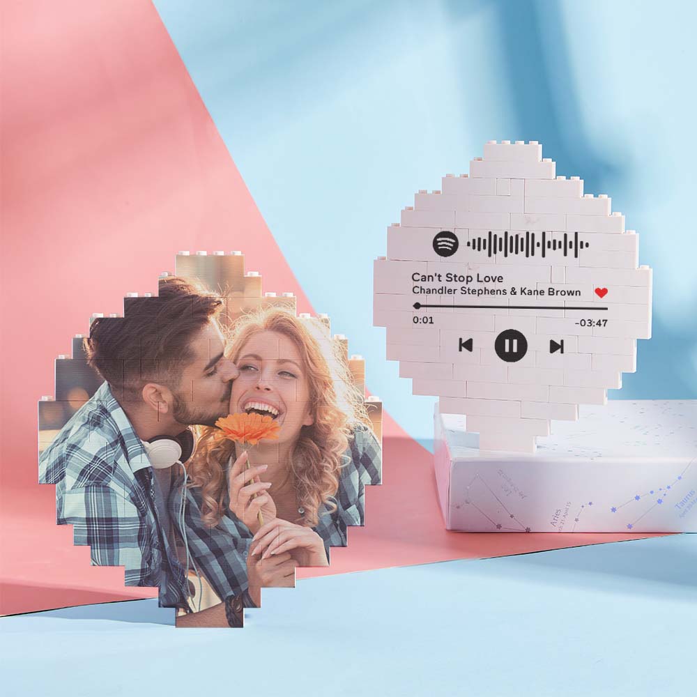 Custom Spotify Code Personalized Brick Round Building Photo Block Frame