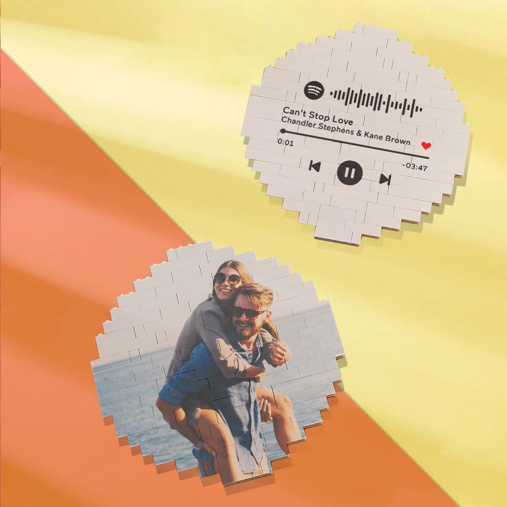 Custom Spotify Code Personalized Brick Round Building Photo Block Frame
