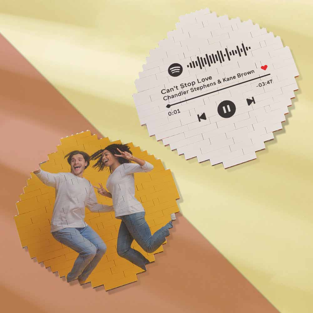 Custom Spotify Code Personalized Brick Round Building Photo Block Frame