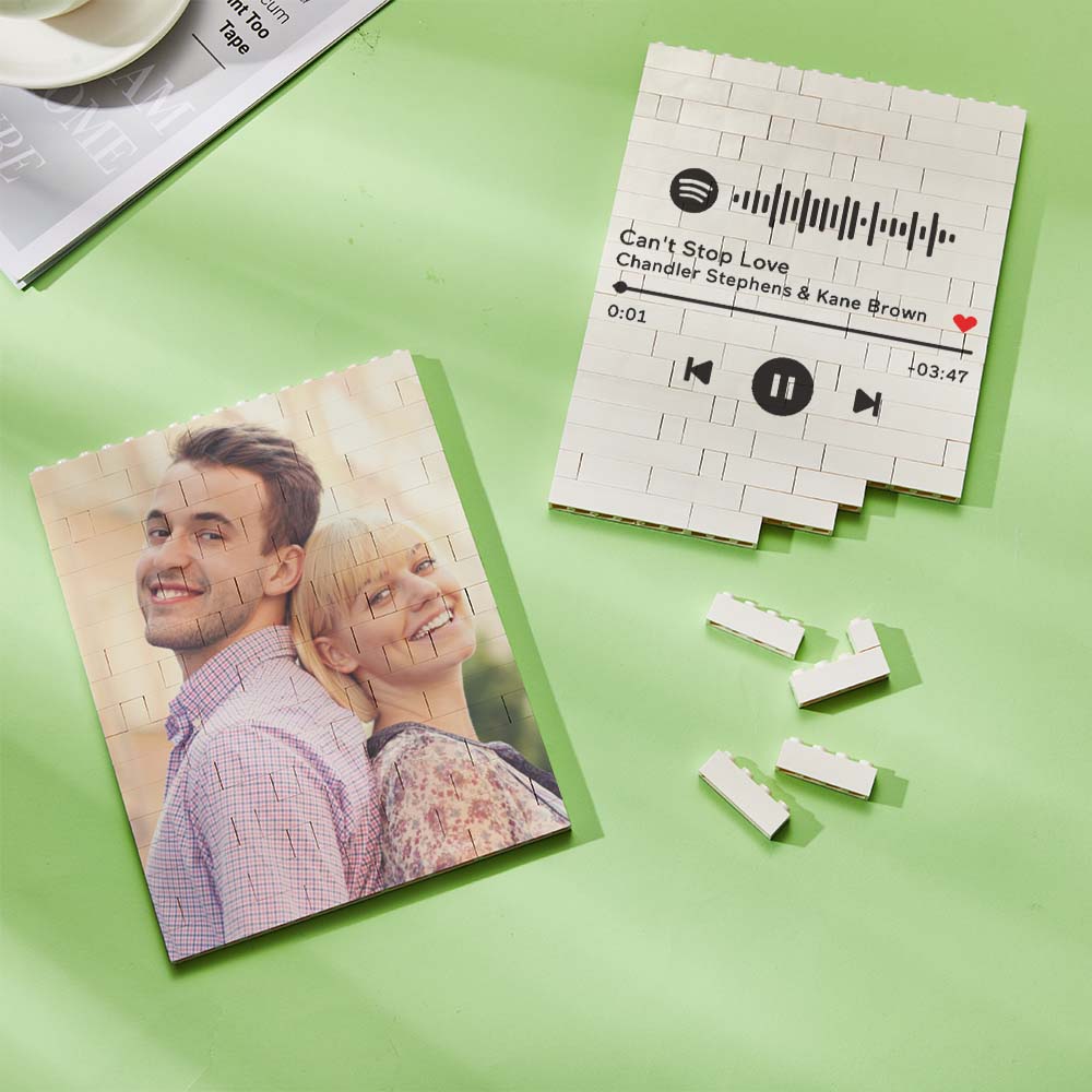 Personalized Brick Rectangle Building Photo Block Spotify Code Custom Text Frame