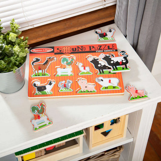Melissa & Doug Sound Peg Puzzle | Farm Animals