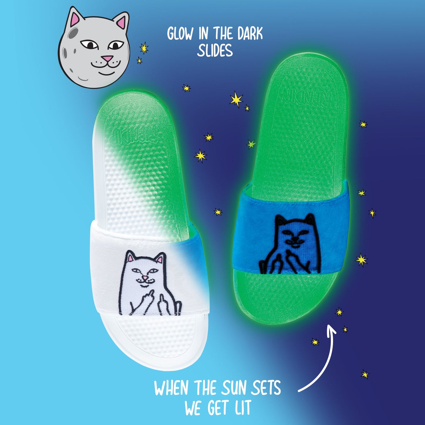 Lord Nermal Glow in the Dark Slides (Blue/Neon)