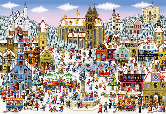 Beverly M81-628 Jigsaw Puzzle Romantic Christmas Town (1000 S-Pieces) Small Piece Puzzle