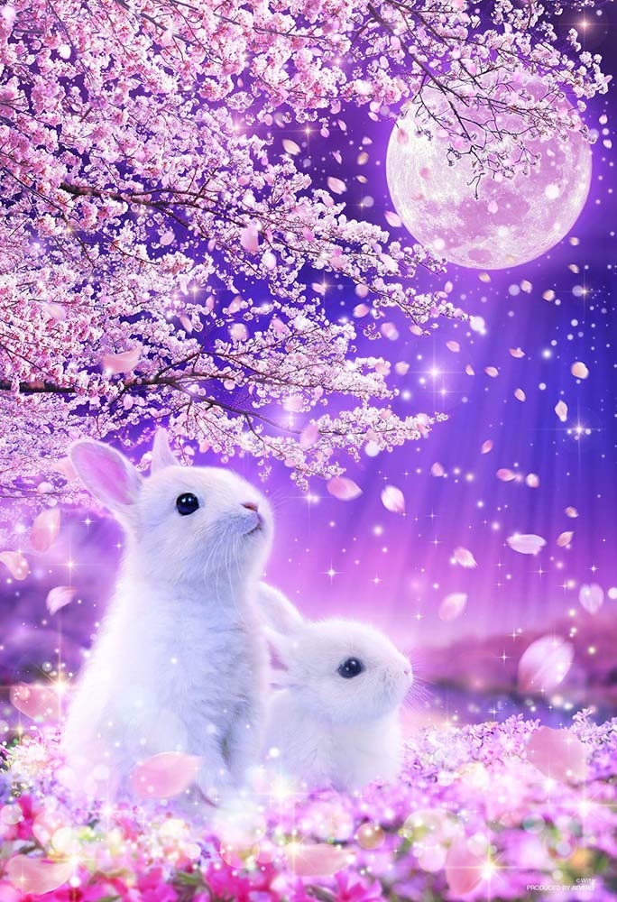 BEVERLY Jigsaw Puzzle Bunnies Under A Cherry Blossom Tree At Night 1000 S-Pieces