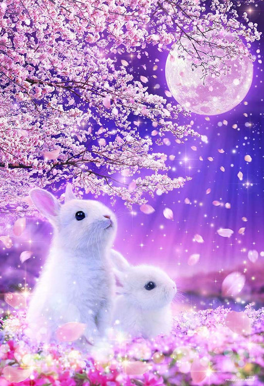 BEVERLY Jigsaw Puzzle Bunnies Under A Cherry Blossom Tree At Night 1000 S-Pieces