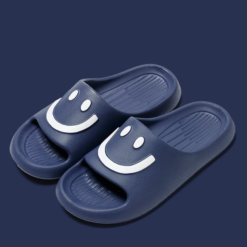 New Summer Couple Non-slip Soft Slides | Lithe Cozy Sandals with Smiling Face Design | Men & Women Casual Slippers | Ladies' Home Flip Flops ShopOnlyDeal