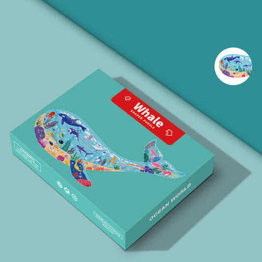 Educational Jigsaw Puzzle Animal Alien Whale Shape Intelligence Development Toy
