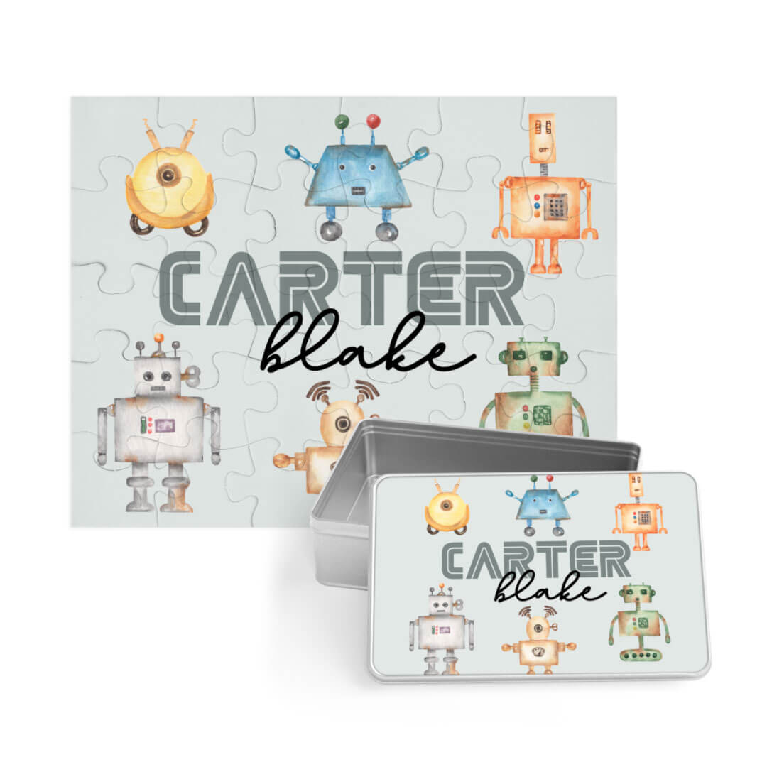 Kids Personalized 30 Piece Puzzle | Beep Bop Robot