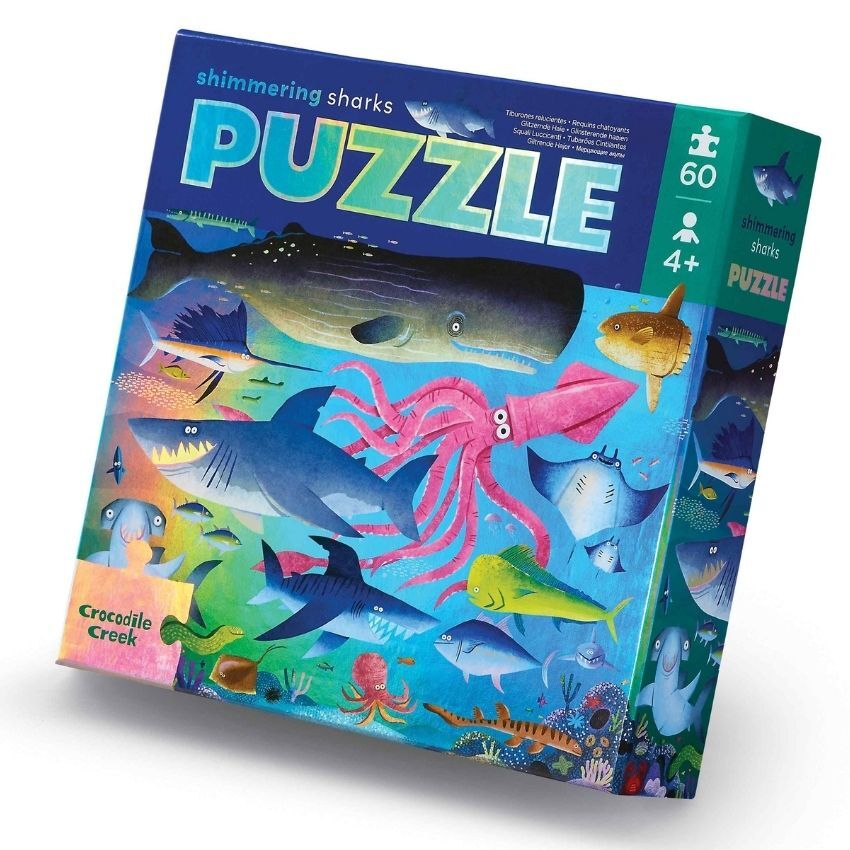 Crocodile Creek 60 Piece Foil Puzzle | Shimmering Sharks
