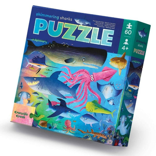 Crocodile Creek 60 Piece Foil Puzzle | Shimmering Sharks