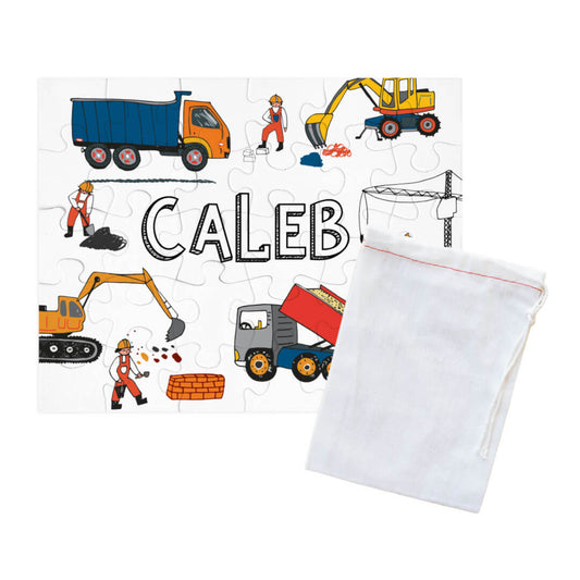 Kids Personalized 30 Piece Puzzle | Construction Trucks