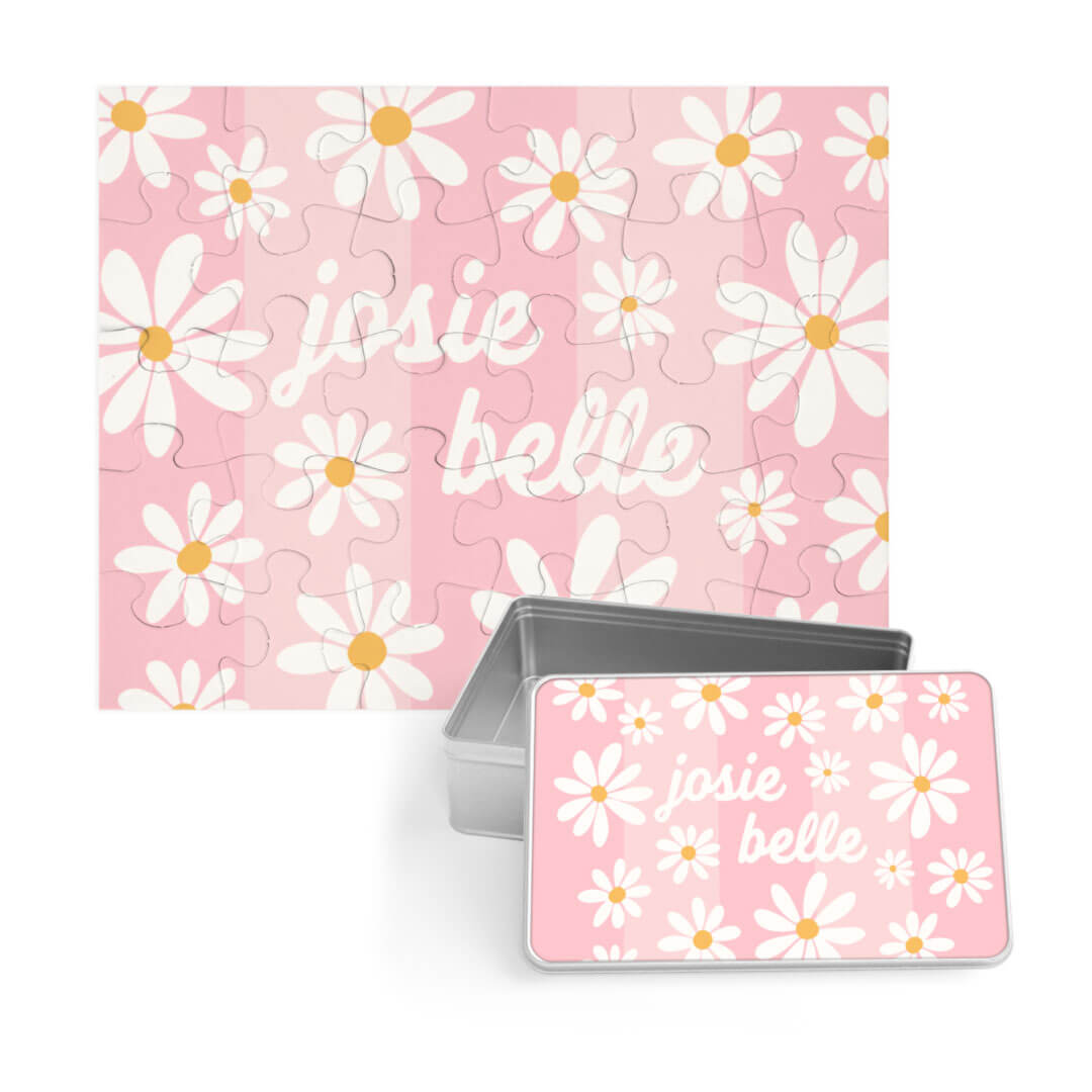 pink daisy personalized puzzle