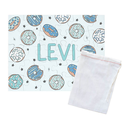 blue donut personalized kids puzzle