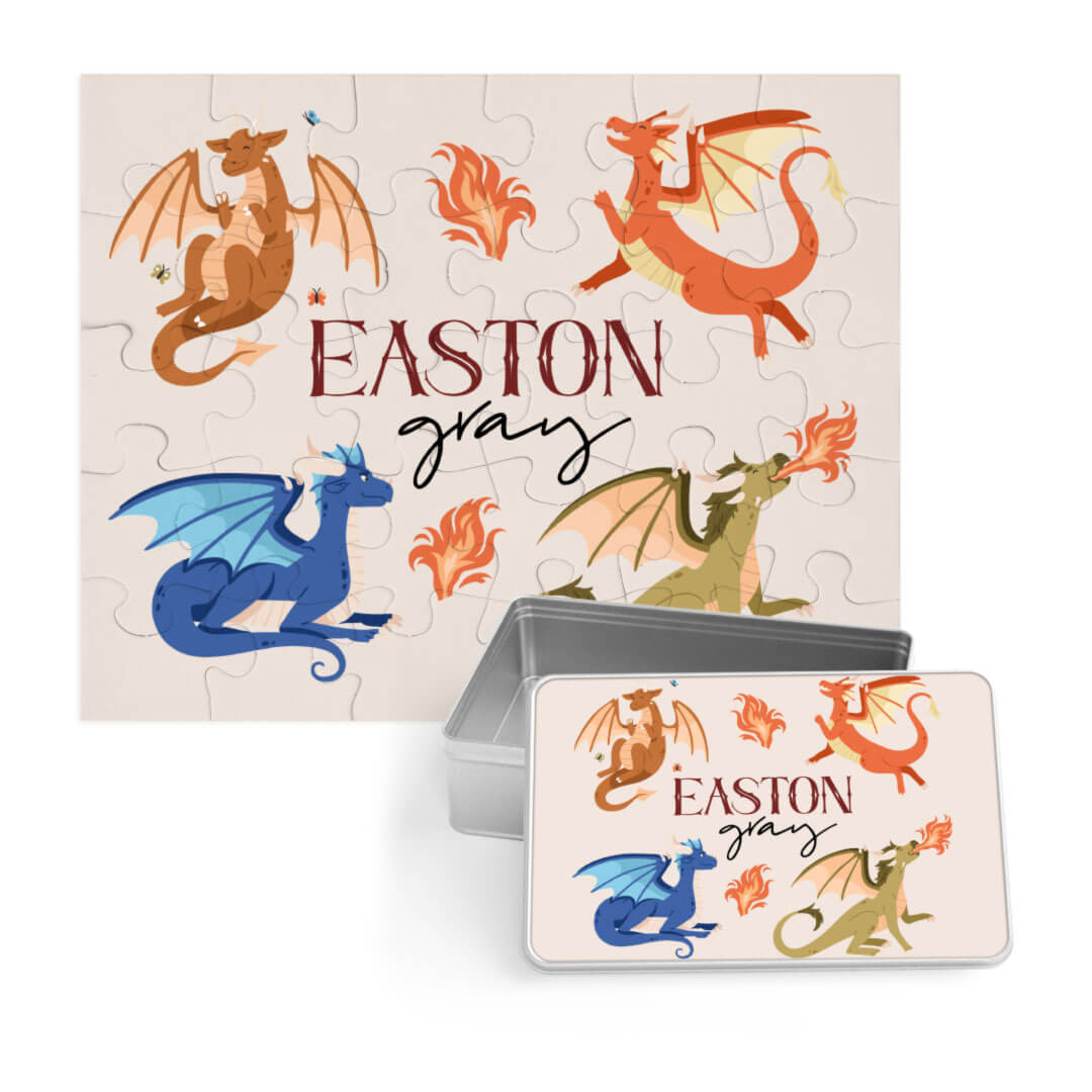 Kids Personalized 30 Piece Puzzle | Dragon Friends