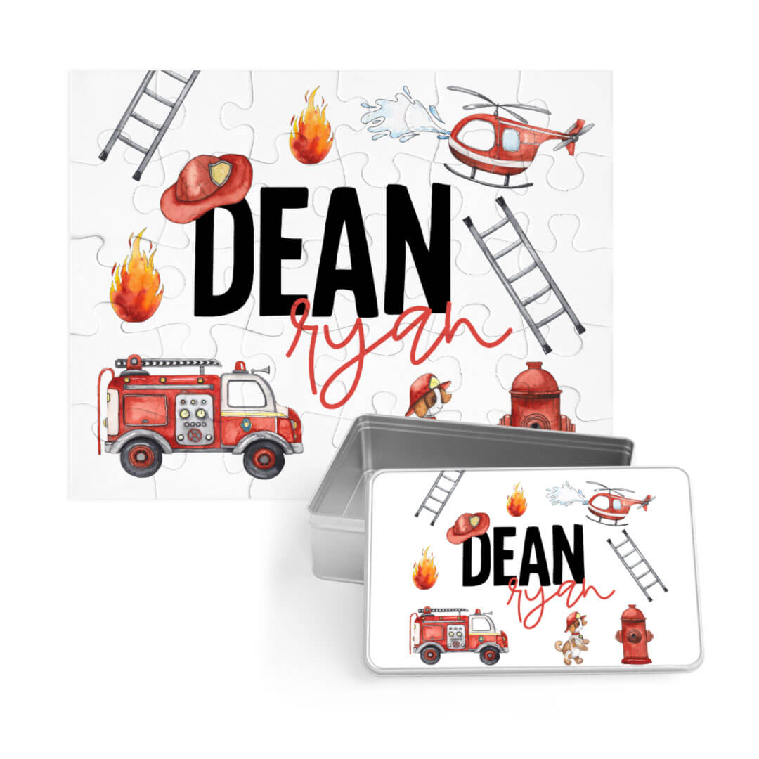 Kids Personalized 30 Piece Puzzle | Firetrucks