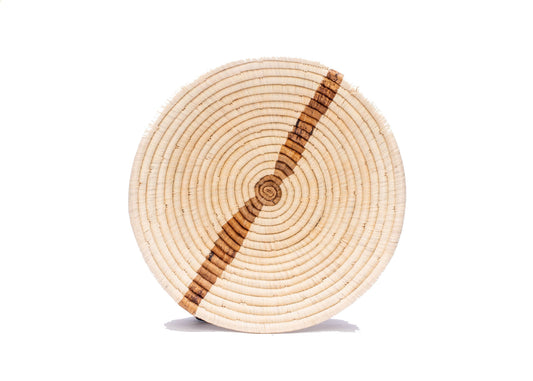 Large Banana Bark Striped Round Basket